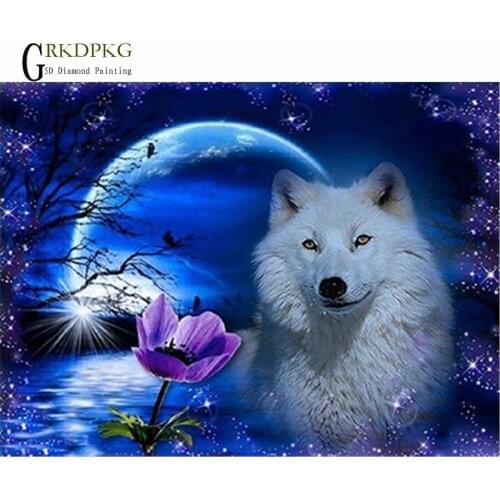 NEW 5D diy Full Square/Round Diamond Painting wolf moon drill Cross Stitch Diamond Embroidery Diamond Mosaic Wedding decoration