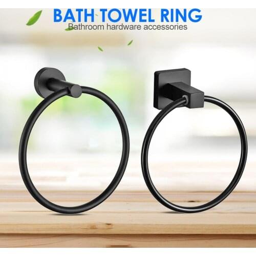 Anti-rust Towel Ring Stainless Steel Wall Hanging Rack Matte Black Clothes Holder Bathroom Supporter Hardware Accessories