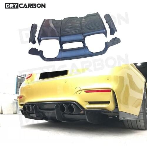 Car Rear Bumper Lip Diffuser Splitters Spoiler Carbon Fiber For BMW F80 M3 F82 F83 M4 2014-18 Standard And Convertible PSM Style
