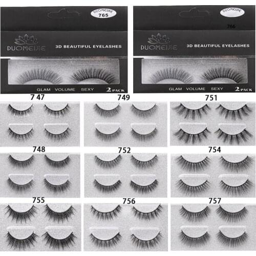 AY 2020 2Pairs Mink Eyelashes Natural/Thick 3D mink Faux Lashes Natural False Eyelash HandMade Eyelashes Woman Makeup Tools