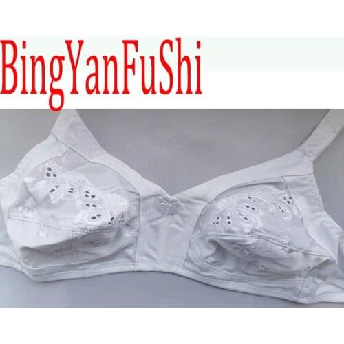 Bingyanfushi comfortable cotton bra deep V push up lingerie bralette women plus size 36-52 c d e f cup full lace crop top bh C12