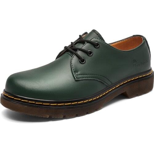 Large Size Martin Boots Trend 3 Hole Low Cut Mens Single Shoes Round Toe Casual Tooling Fashion Womens Short Boots