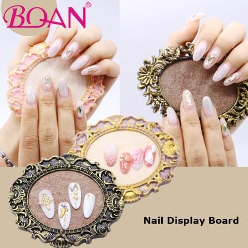 BQAN Retro Style Oval Round False Nail Art Plate Tips Practice Display Photo Frame Showing Stand Board Rack Palette Nail Tool