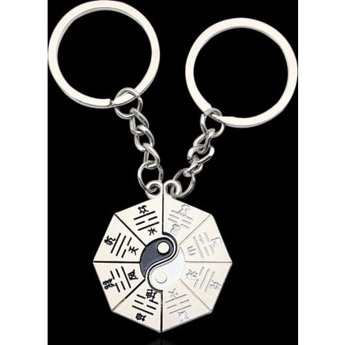 1 Pair New Feng Shui Yin Yang Keychain Auspicious Amulets/Taoism Chinese Style Gossip Key Chains Hot Sale