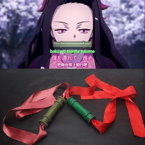 Demon Slayer Kimetsu No Yaiba Kamado Nezuko Sealing Stick Cosplay Props Girls Halloween Bamboo Mouth Sticks