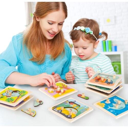 Early Childhood Education Wooden Pegs Hand Grab Board Cognitive Puzzle Kids Toys