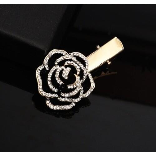 Korean ins net red new rose edge clip temperament sweet girl Rhinestone small pressure clip hairpin headdress