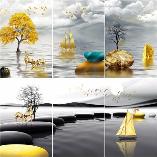 CHENISTORY 60x75cm Frame Painting By Number For Adults Tree Scenery Picture By Numbers Acrylic Paint On Canvas Home Decor Diy Gi