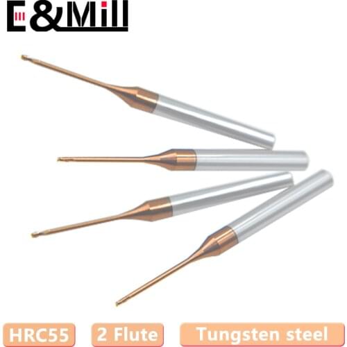 HRC55 2 Flute end mill Deep groove milling cutter 1mm 1.5mm 2mm 2.5mm tungsten steel Flat head deep groove milling cutter 50L