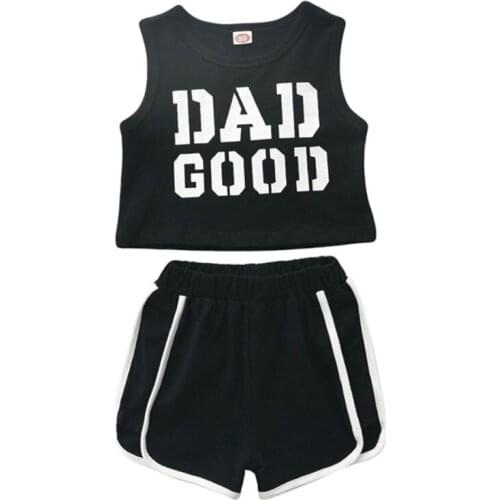 Fashion Kid Baby Girl Sleeveless Black Tops Sports Suits Short Pants Outfit Clothes Set 2PCS8