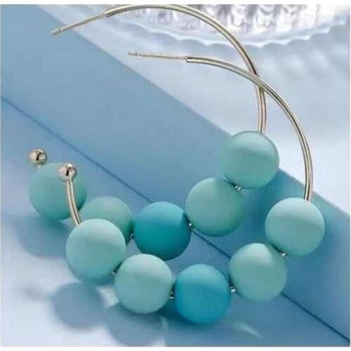 Fashionable exaggerated blue C big earring eardrop contracted hipster earring summer seaside vacation earrings female