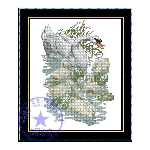 Top Quality lovely classical 14CT 11CT 16CT 18CT counted cross stitch kit swan family swans love