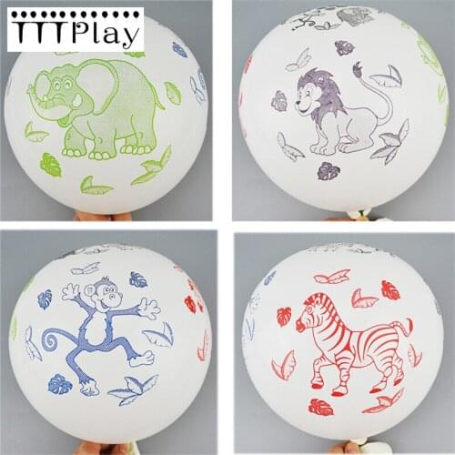 20pcs/lot 12inch Cartoon Animal Printed Latex Balloon Inflatable Air Balls Wedding Decoration Childrens Birthday Party Supplies