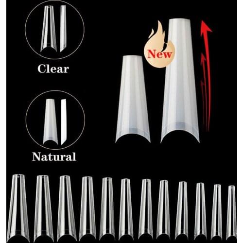 240Pcs /Box Natural Clear French Coffin False Nail Art Tips Acrylic UV Gel Nail Polish Fake Tips Manicure 120pcs / bag