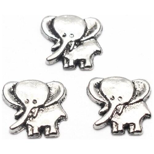 Newest 10pcs/lot silvery cute Elephant zoology floating charms Alloy charms living glass memory lockets DIY jewelry