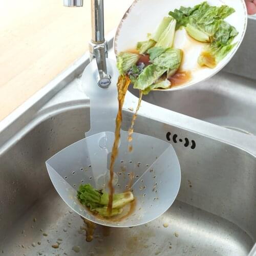 Plastic Kitchen Sink Filter Hanging Fruit Vegetable Drain Tools with Sucker Simple Foldable Residue Separator