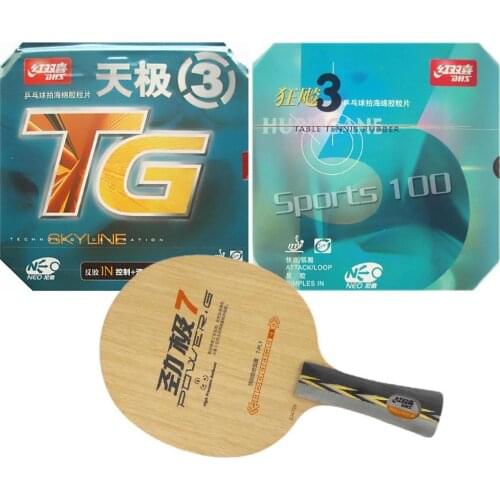 PRO COMBO RACKET DHS POWER G7 PG7 PG.7 PG 7 Long Shakehand-FL with NEO TG3 and Hurricane3