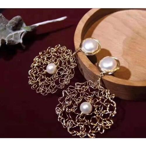 Retro style Pearl Drop-Earrings,original design women earrings with Natural Fresh-water Pearls,Jewelry for wedding party decor