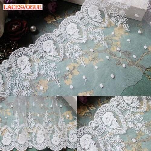 19 yards/lot 16cm Mesh embroidery Lace fabric DIY Garment needlework sewing Handmade accessories dress edge decoration 624