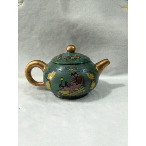 Old Chinese Handcraft Enameled YiXing Purple Clay (red stoneware) Teapot,Love,#036,with mark,Free shipping