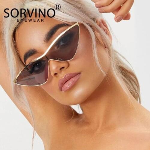 SORVINO Modern Vintage Small Triangle Cat Eye Sunglasses Women Fashion One Piece Gradient Retro Sun Glasses UV400 For Female