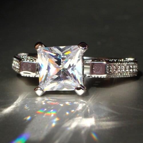 YaYI Jewelry Fashion Princess Cut 4.6 CT White Zircon Silver Color Engagement Rings wedding Heart Flower Rings Party Rings