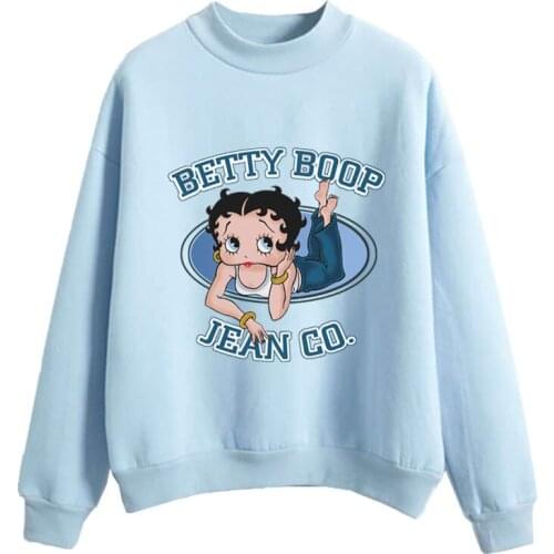 Mid-collar Candy Color Girl Illustration Sweatshirt Hoodie Women Long-sleeved Pullover Hoodie Casual Loose Super Dalian Hoodie