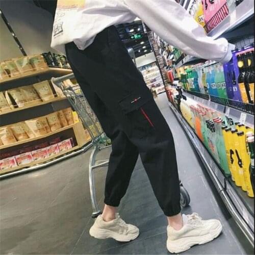 2019 Autumn Winter Ladies Cargo Pants Solid Big Pocket Female Causal Pants High Waist Loose Joggers Pants Female