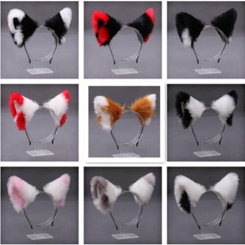Lady Girl Ears on The Head Cat Fox Faux Fur Ear Hair Hoops Cosplay Headbands Girls Hair Accessories Animal Ears Hair Band