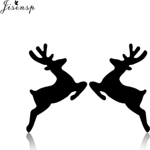 Jisensp Christmas Accessories Running Deer Earrings for Women Cute Elk Animal Stud Earrings Pendientes Black Reindeer Earings