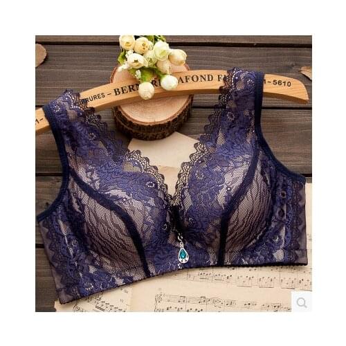 For Lover upscale embroidery Cotton mold cup bras for women large size push up bra C, D,DD E cup BlUE 36,38,40,42,44 C3308
