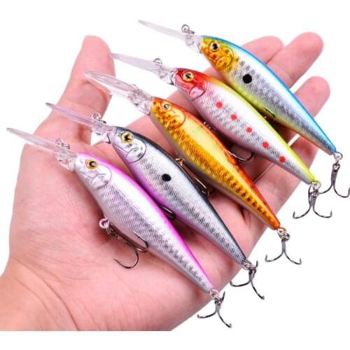 1PCS Colorful Stripe Pattern 11cm 10.5g Hard Bait Minnow Streak Fishing lures Bass Fresh Water Hook Diving Perch Wobbler Fish