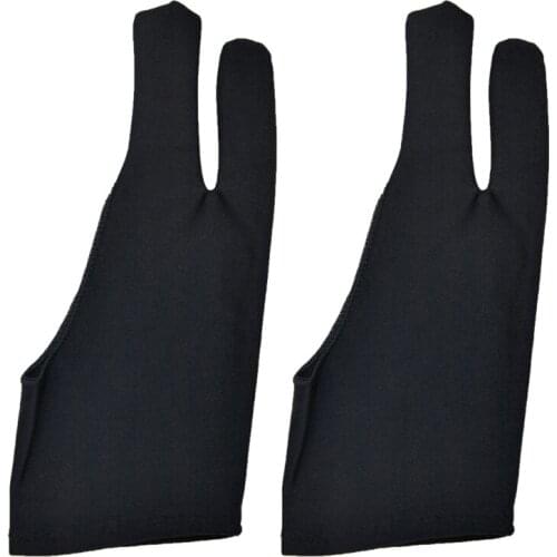 1 Pair Two Fingers Anti-Fouling Artist Gloves for Graphic Drawing Tablet Mittens H9ED