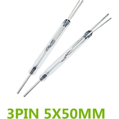 10PCS Reed Switch 3 pin Magnetic Switch Normally Open and Normally Closed Conversion 5X50MM White