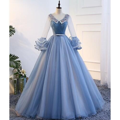 100%real blue square collar beading ball gown medieval dress Renaissance gown queen Victorian Belle Ball gown/can customs size