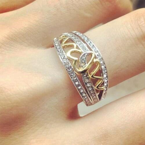 2021 France Fashion Gold Plated AAA Cubic Zirconia Ring Romantic Family Love Jewelry for Female Girl Mothers Day Jewelry Gift