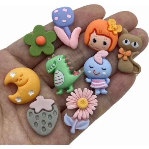 5/15pcs Cartoon Resins Characters Flatback Resin Cabochon Kawaii Cabochons DIY Scrapbook Hair Bows Center