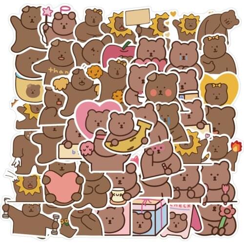 50PCS Cute LittlebearCartoon Sticker DIY Fridge Guitar Laptop Motorcycle Luggage Skateboard Graffiti Joke Sticker Decal Kid Toys