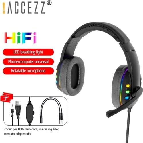 !ACCEZZ 3.5mm Headphone Gaming Headset Stereo Surround HD Microphone Noise Cancelling Earpiece For Mobile Phone Laptop Universal