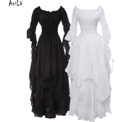 AniLV Medieval European Castle Princess Queen Dress Costume Renaissance Tribal Manor Retro Women Dress Stage SCA LARP Cosplay