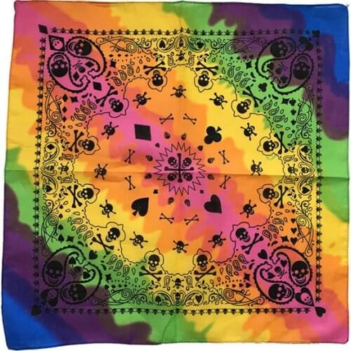 Rainbow color Skull And Paisley Printed Bandana Headwear Small Square Neckerchief Foulard For Mens/Boys/Womens/Girls