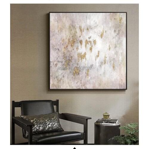 Big size Handmade thick knife abstract oil painting Gold Gray White gorgeous abstract Painting home Decor Oil Painting on Canvas