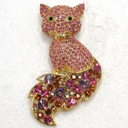 Rhinestone Big Fox Pin brooches C2032 JE2