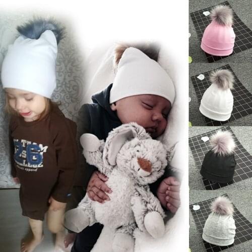 Kids Cotton Hats Baby Detachable Pom Pom Photo Props Newborn Childrens Kids Hat Boy Accessories Toddler Girl Cap Bonnet Hat