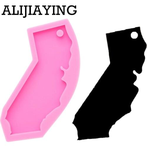 DY0213 DIY US states moldes de silicona California keychain molds epoxy resin liquid silicone rubber jewelry molds