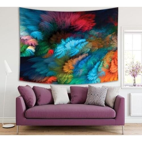 Tapestry Abstract Artwork Colorful Waves Artistic Modern Spiral Paint Strokes Blue Green Orange