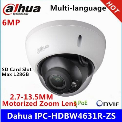 Dahua IPC-HDBW4631R-ZS IP Camera 2.7mm ~13.5mm varifocal motorized lens 6MP IR50M with sd Card slot POE network camera
