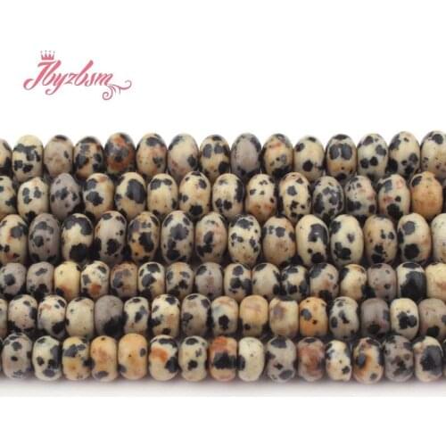 3x6 4x8mm Smooth Faceted Dalmatian Jaspers Stone Rondelle Spacer Loose Beads for DIY Bracelet Jewelry Making 15"Free Shipping