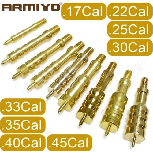 Armiyo 7.62mm/9mm/.22/.243/.40/.45 Gun Cleaning Brass Jag 8-32 Brush Rifle Pistol Head Spear Pointed Carbon Deposits Copper Tip