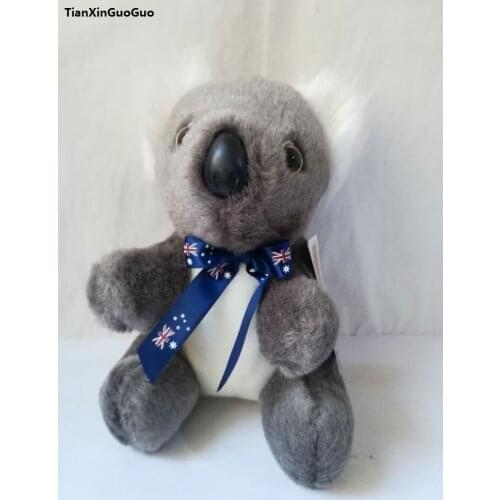 About 20cm lovely koala plush toy blue bowtie sitting koala soft doll kids toy Christmas gift b1418